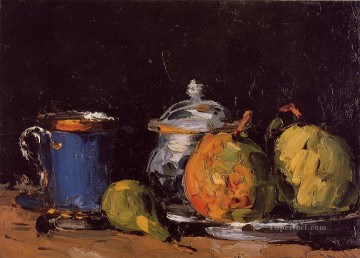 シュガーボウル梨とブルーカップ ポール・セザンヌ Oil Paintings